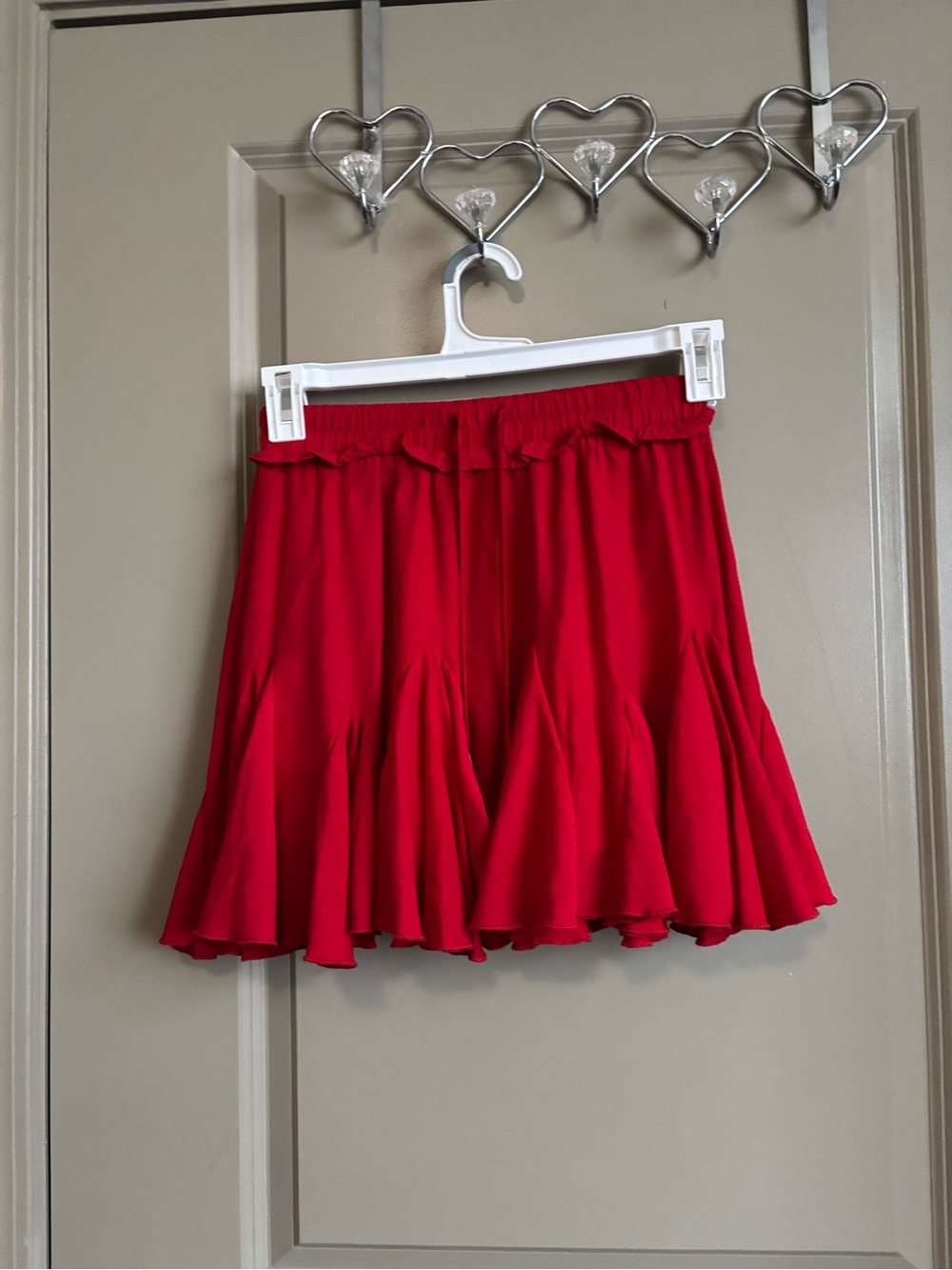 entro Red Ruffle Hem Circle Skirt